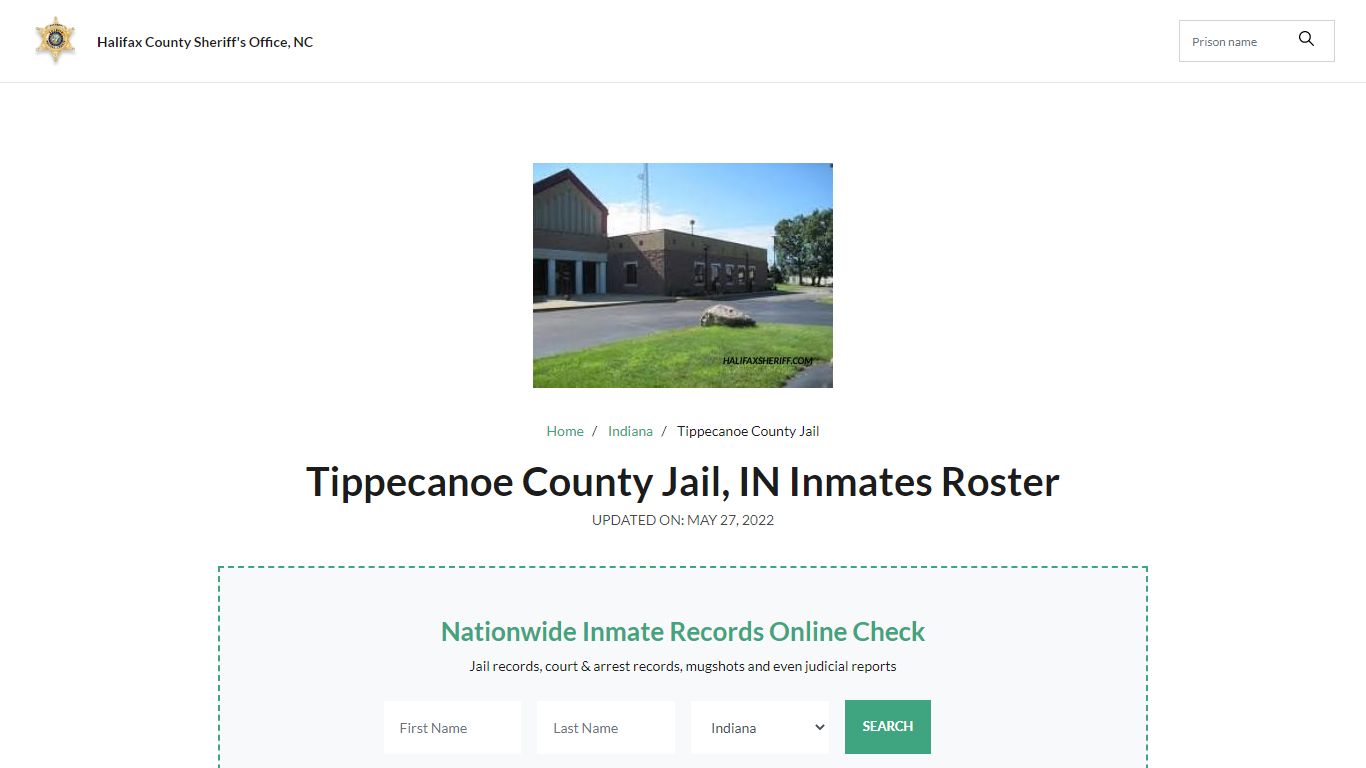 Tippecanoe County Jail, IN Jail Roster, Name Search